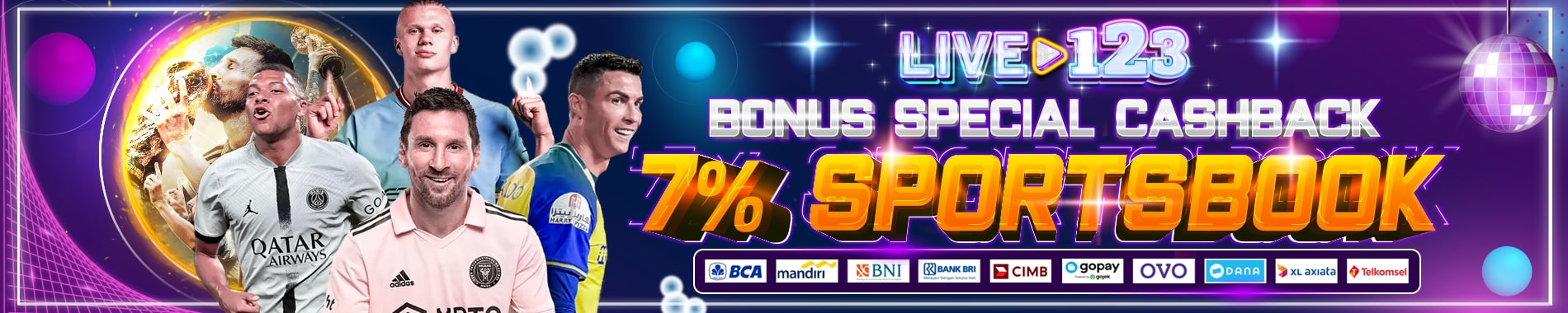 LIVE123 BONUS CASHBACK 7% MINGGUAN